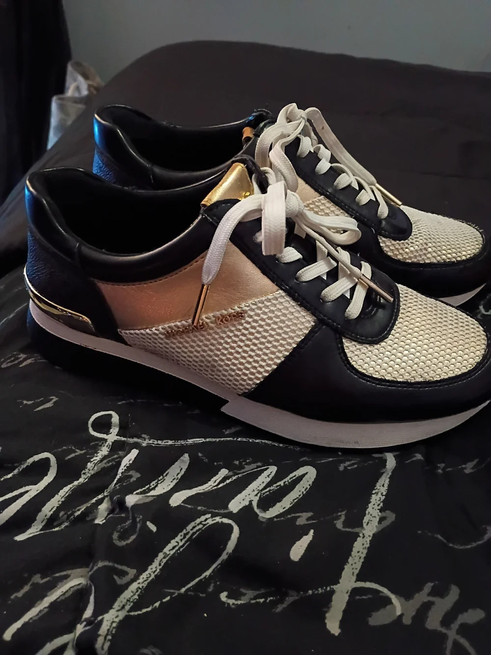 MICHAEL KORS Women's Black & Gold Low-Top Sneakers